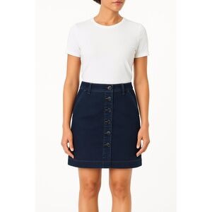 Talbots Skirt Womens‎ Petite 8 Blue Denim ButtonFront BeltLoops Nautical Chic